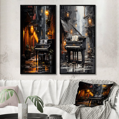 Piano Urban Upright - Ensemble de 2 reproductions d'art sur toile