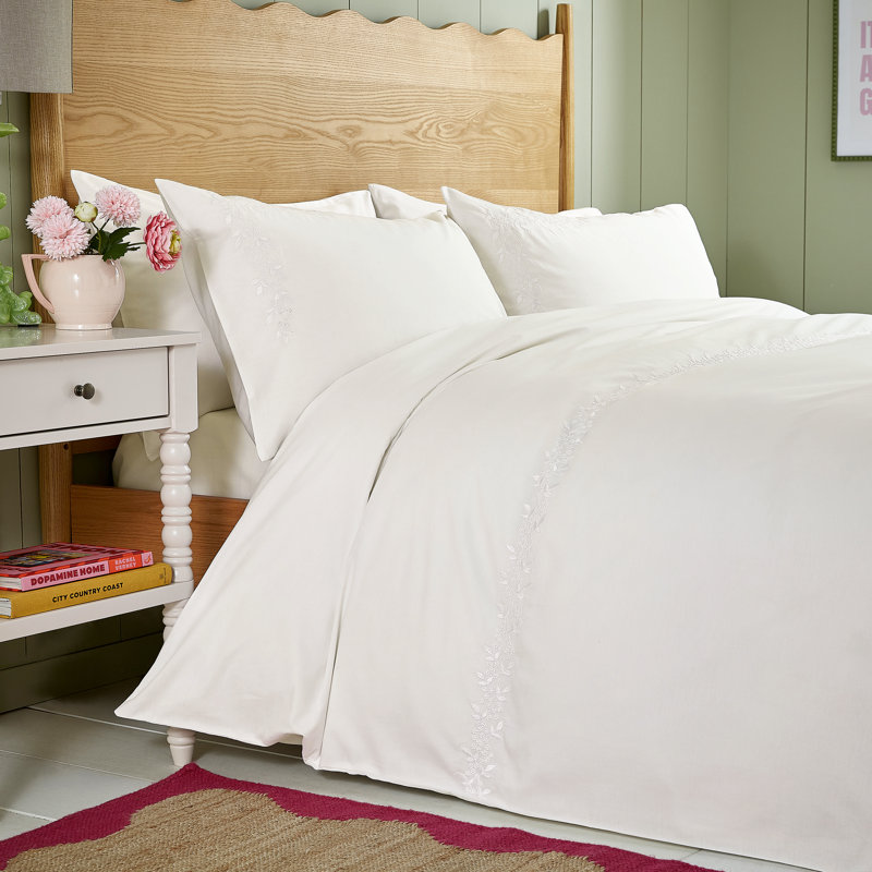 Erin Embroidery Cotton Duvet Cover Set, Single Duvet Cover Set + 1 Pillowcase