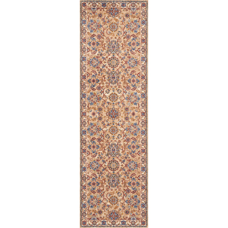 Tapis brun en polyester tissé à la machine, Tapis de couloir 2 pi 3 po x 7 pi 6 po