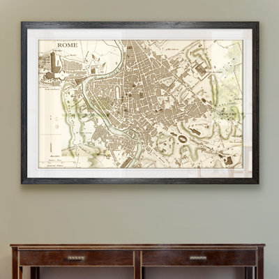 " Custom Sepia Map Of Rome " by Paul Cezanne