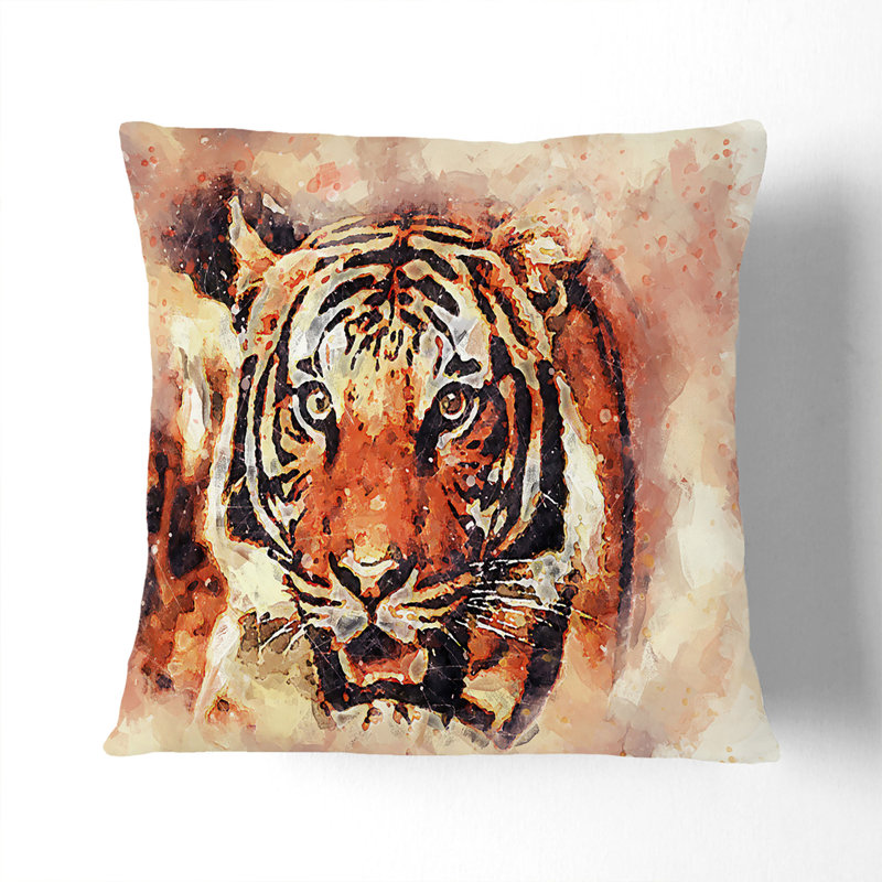 Tiger Cushion with Filling, 55cm H x 55cm W x 20cm D