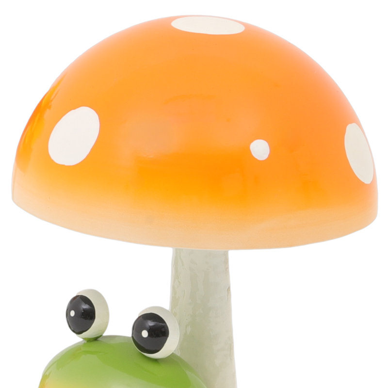 Ensemble de 2 sculptures grenouille et champignon en métal 15,3 po faites à la main, vert éclatant dégradé (ensemble de 2)