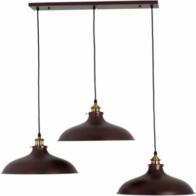 Luminaire suspendu pour îlot de cuisine en bronze huilé 3 lumières Eadred