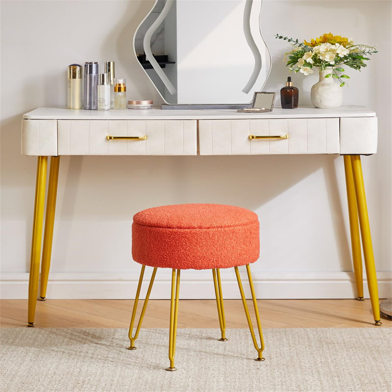 Ahilan Metal Accent Stool, Orange