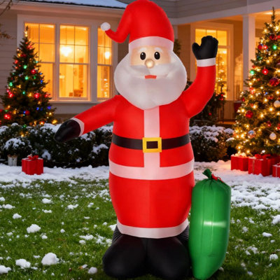 Décoration de Noël gonflable géante pour l'extérieur avec lumières DEL et sac-cadeau - Installation rapide en polyester résistant aux intempéries | Idée de cadeau