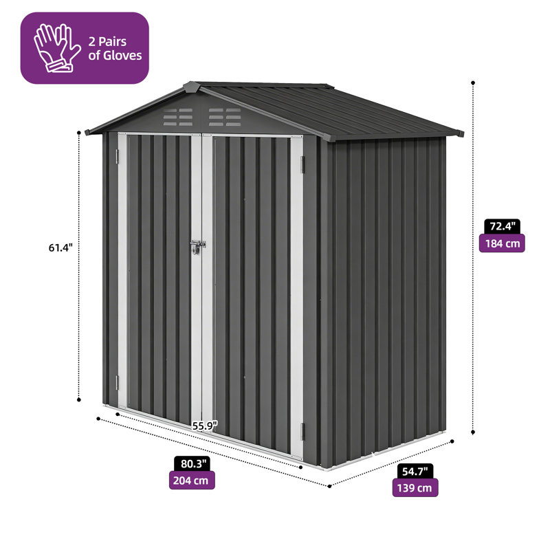 Remise de rangement 6 x 4 pi pour l'extérieur, Gris