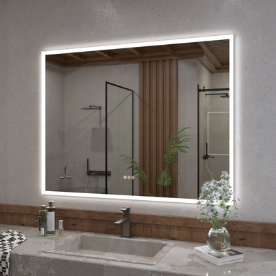 Musci 48 in. W x 36 in. H Rectangular Frameless LED Wall Bathroom Vanity Mirror