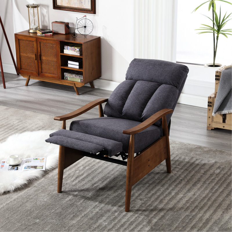 Fauteuil inclinable avec revêtement en lin gris foncé et pieds réglables pour un revêtement en mousse haute densité