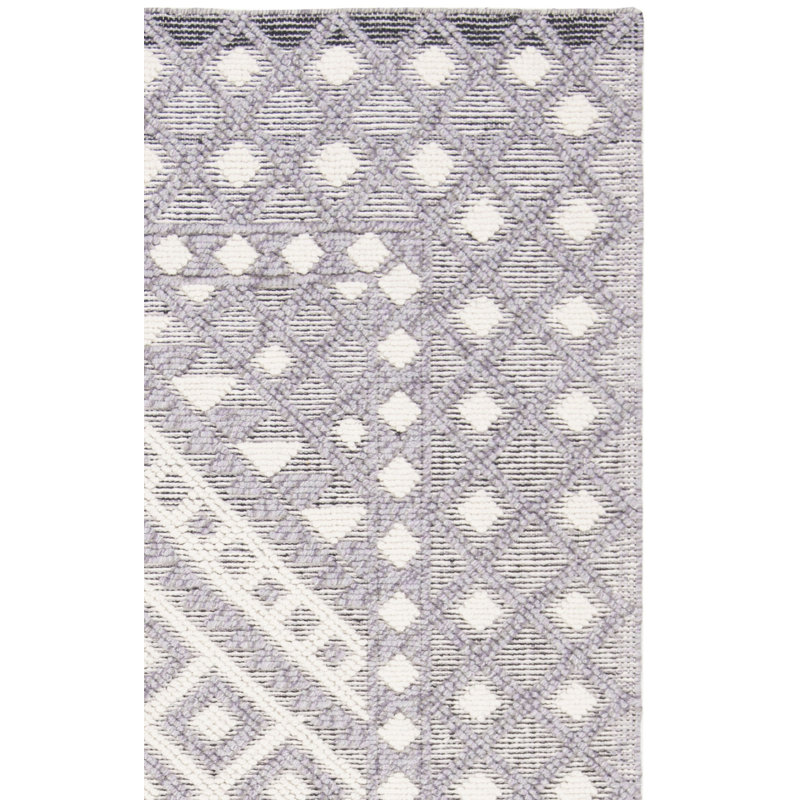 Seguin Natura Hand Woven Wool/Cotton Geometric Rug in Gray, Rectangle 3' x 5'