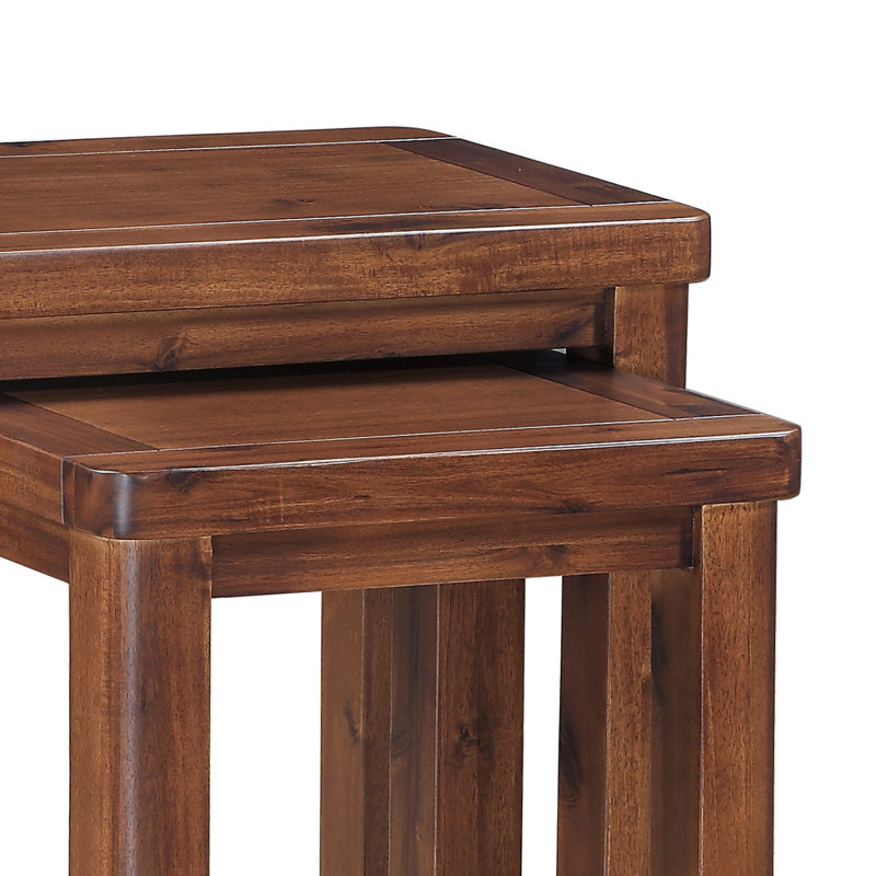 Oruada Solid Wood Nesting Tables, Dark Brown