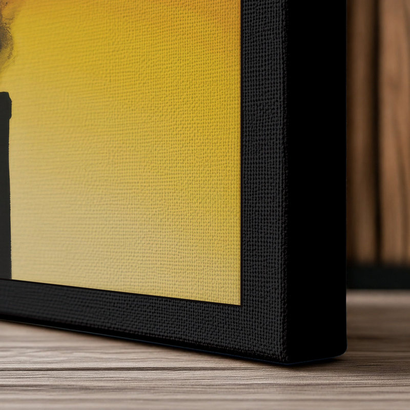 Chimney at Dusk Industrial - Wrapped Canvas, 18x12 - 45.7 x 30.5 cm, Black Border