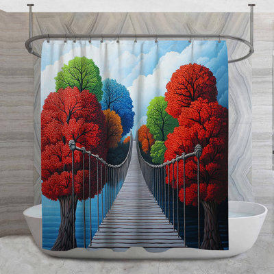 Suspension Bridge Shower Curtain -  Architecture Bathroom Decor Eclectic