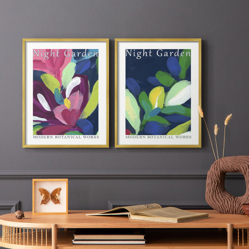 Affiche de jardin nocturne, impression encadrée I-Premium - prête à être accrochée - aucun clou requis - aucun clou requis