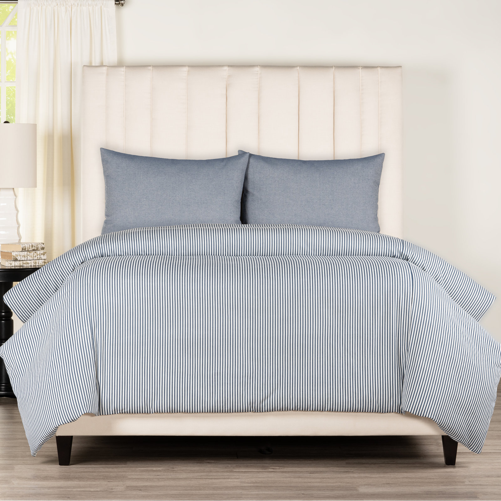 Siscovers Striped Cotton Duvet Cover Set, Blue, California King Duvet Cover + 2 King Shams