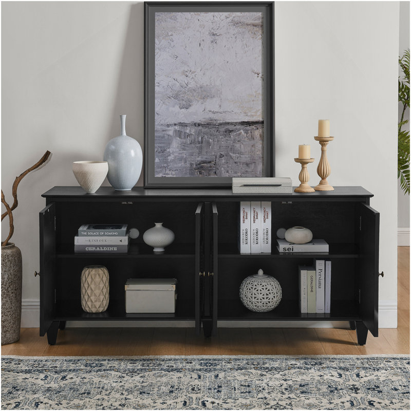 Buffet 65,5 po Mid Century Modern Buffet, Noir