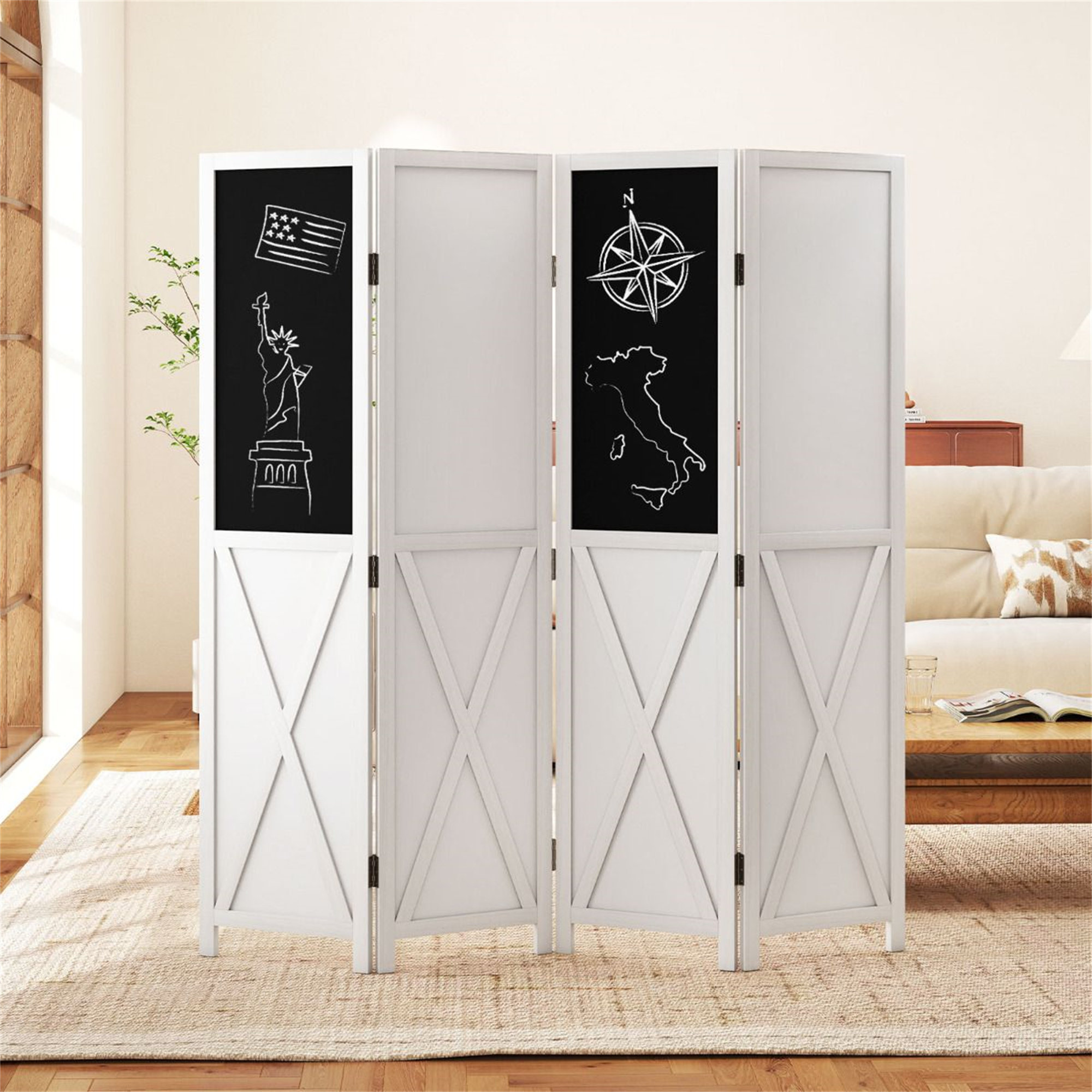 Fleur De Lis Living 4-Panel Room Divider Tall Folding Privacy Screens ...