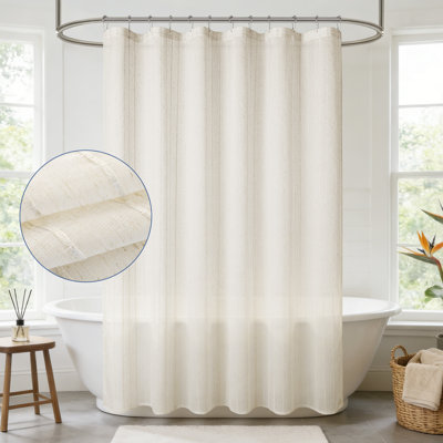 Linen Blend Wavy Stripe Shower Curtain