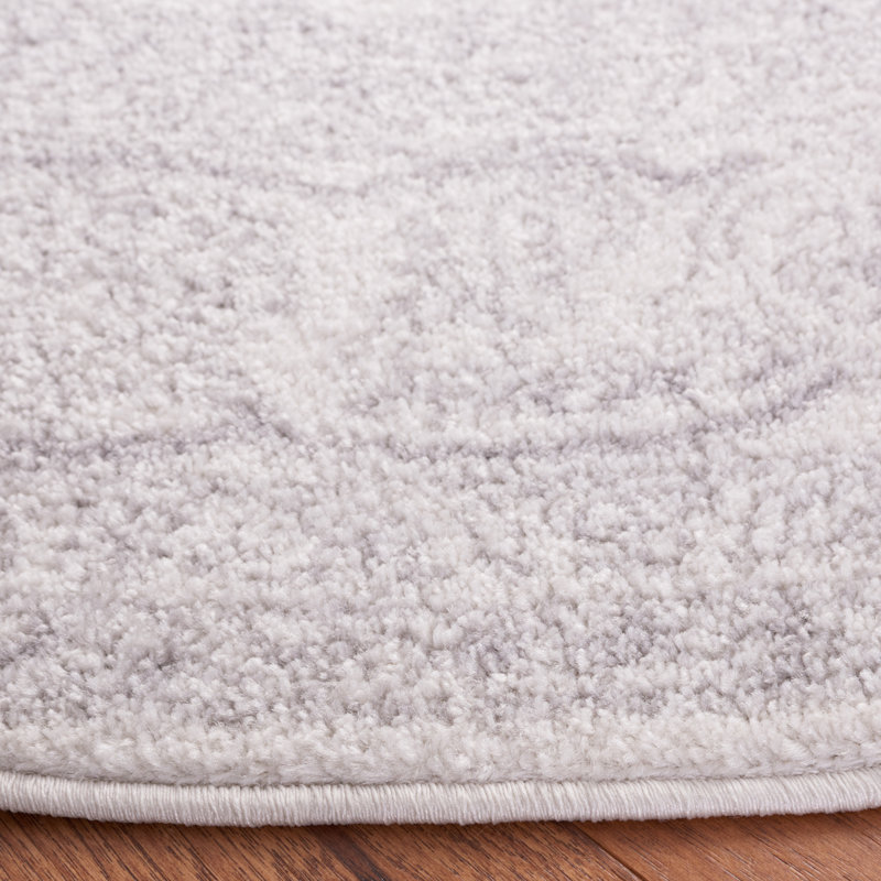 Tapis oriental ivoire / argenté Nuss, Rond 4 pi