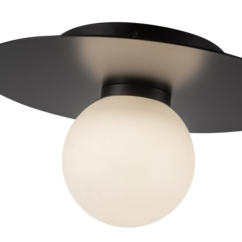 Elixir 10-In Flush Mount, Black/White, Black, 5.38" H x 9.88" W x 9.88" W