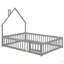 Full House-Shaped Headboard Floor Bed With Fence-1959361538