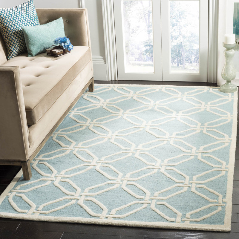 Geometric Wool Hand Woven Area Rug, Rectangle 122 x 183 cm
