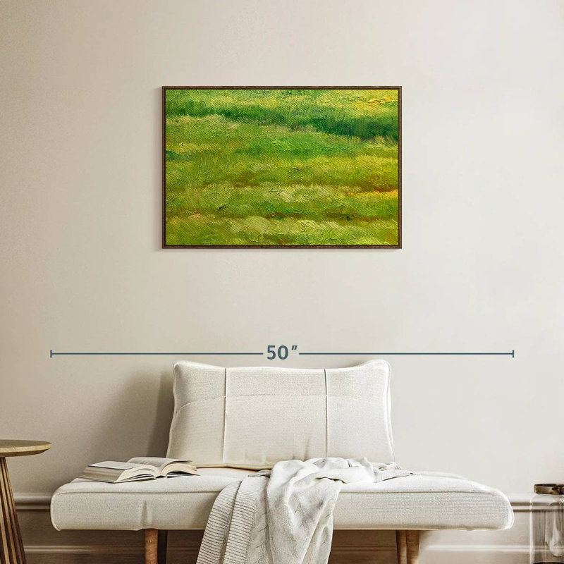 Green Fields, 31" X 21", Floating Frame Walnut