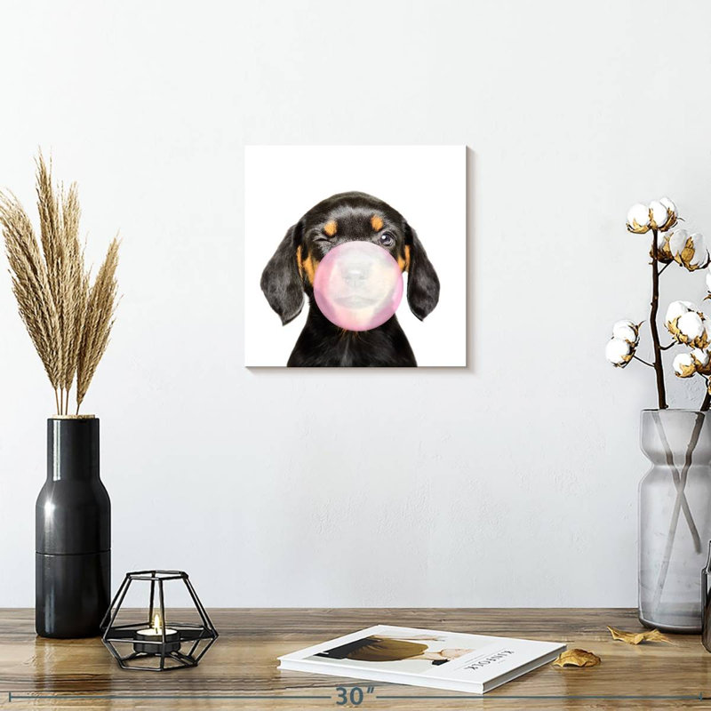 " Dachshund Bubble Gum " by Emma P, 10" H x 10" W x 1.25" D