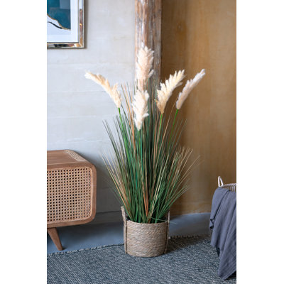 45.3 " H Faux Pampas Grass in Wicker/Rattan Pot