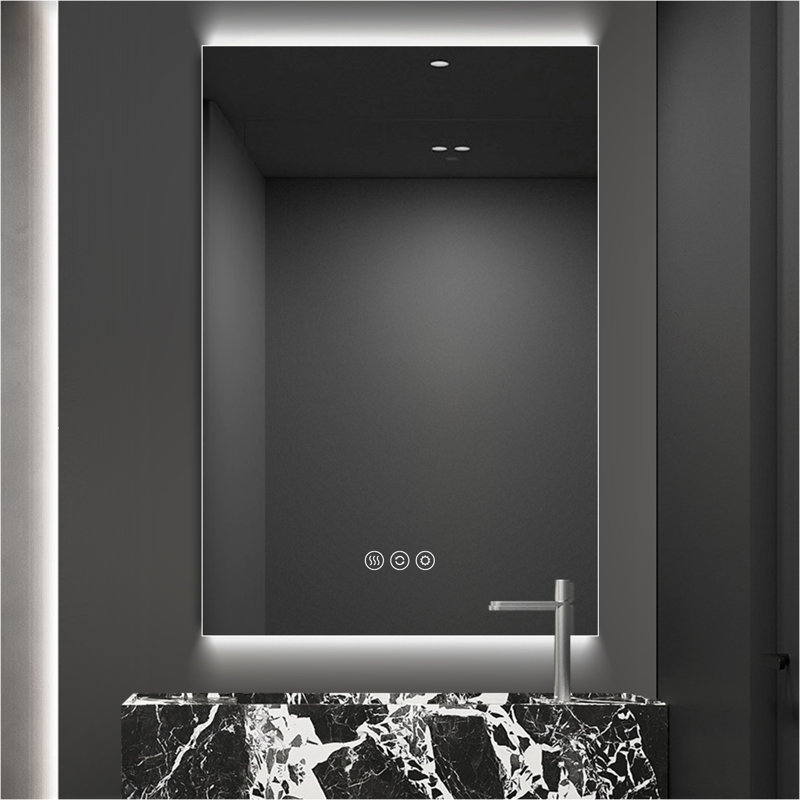 Frameless Backlit LED Bathroom Vanity Mirror, Horizontal/Vertical, 36" x 24"