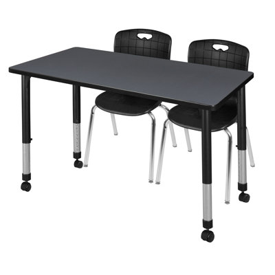 Regency Kee Mobile Adjustable Classroom Table & 2 Andy 18 in. Stack Chairs