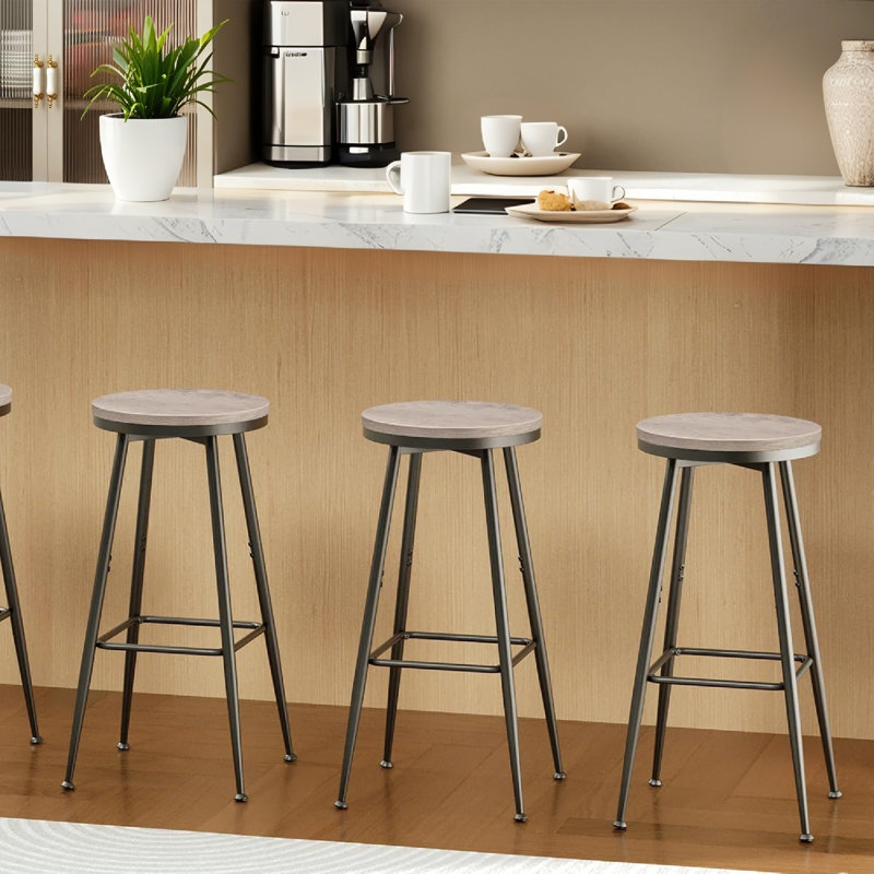 Swivel Bar Stools With Footrest For Kitchen Islands, Effortless 360° Rotation And Retro Design For Enhanced Comfort And Style