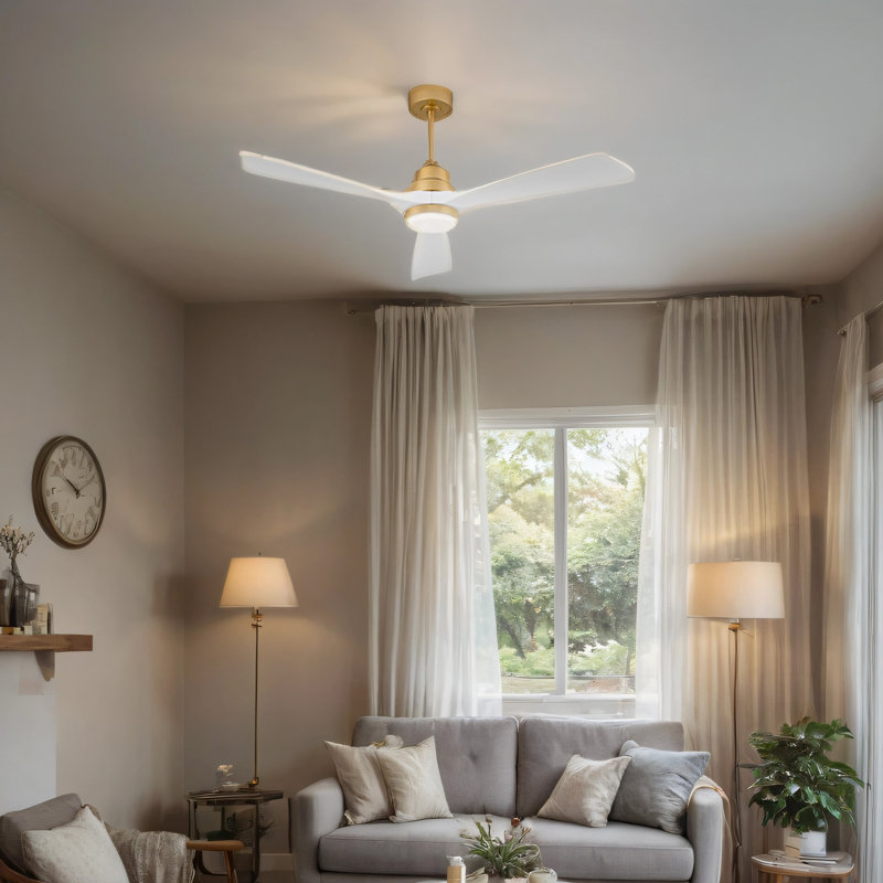 Hot sales 42 Inch Indoor Ceiling Fan With Dimmable LED Light 3 Solid Wood Blades Remote Control Reversible DC Motor, 210 RPM
