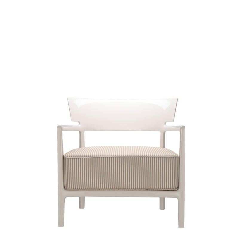 Cara Wood Outdoor Lounge Chair, Ivory, Beige/Ivory
