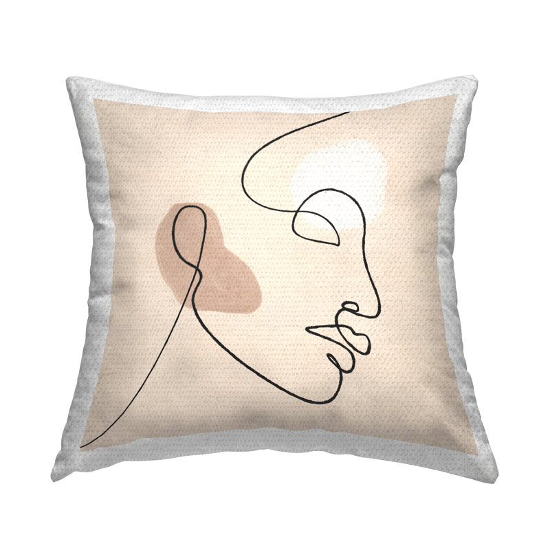 Coussin d'extérieur à motif de lignes abstraites et brun clair par JJ Design House LLC