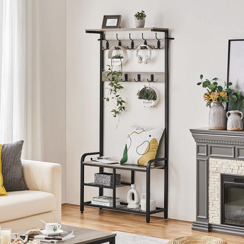 Adrash Hall Tree 84cm Wide, Black/Grey