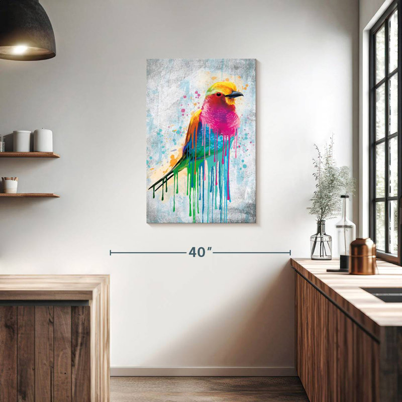 Brampt Lilac-Breasted Roller Paint Drip, 36" H x 24" W