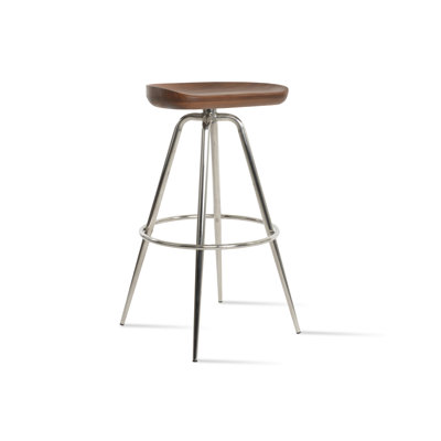 Cattelan Max Swivel Counter & Bar Stool In Solid Walnut