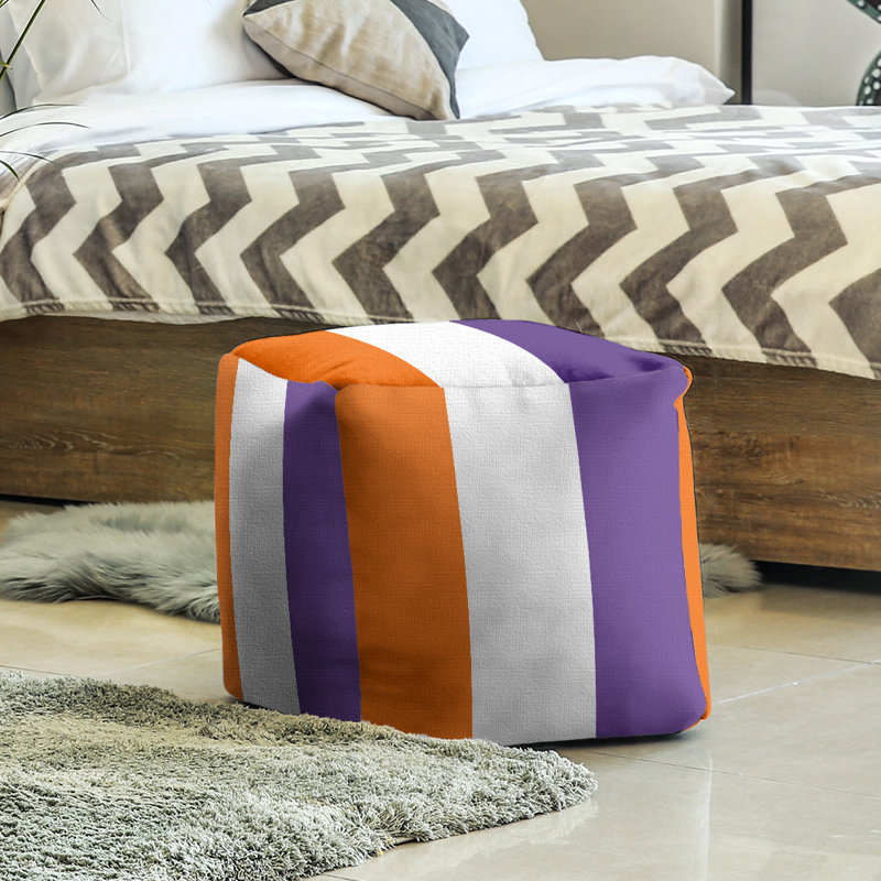 Repose-pieds Stripes, Orange / blanc / mauve