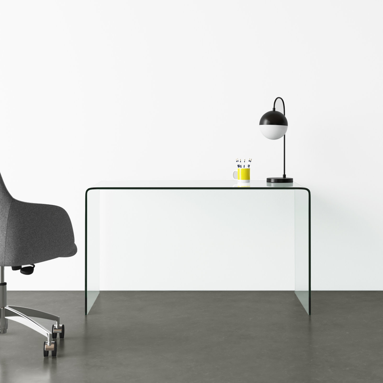 Writing Desk, Clear, 29" H x 50" W x 27.5" D