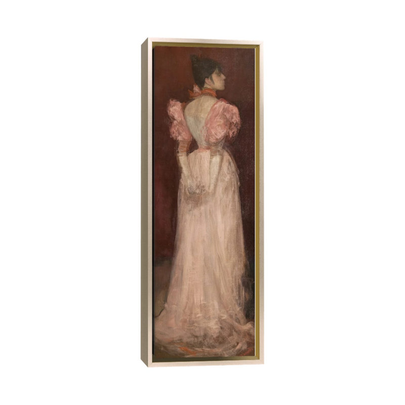 Rose et Or La Tulipe - reproduction d'art murale, 48 po x 16 po, Toile avec cadre, Champagne