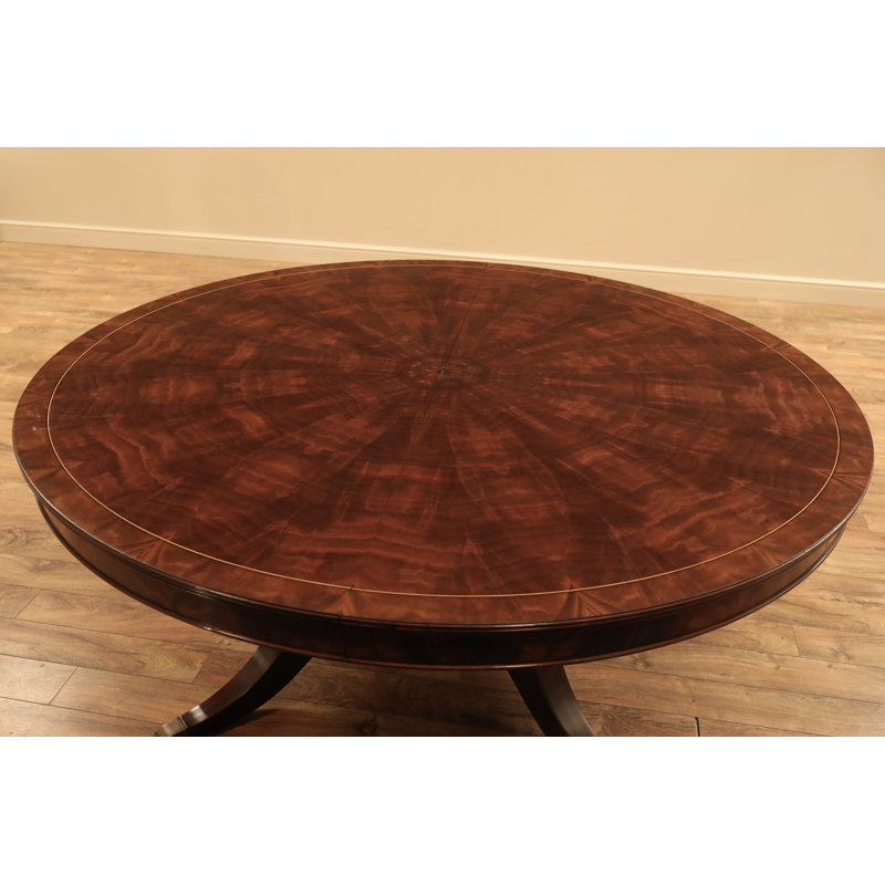 Mahogany Pedestal Table With Self-storing Leaf Seats 6-12