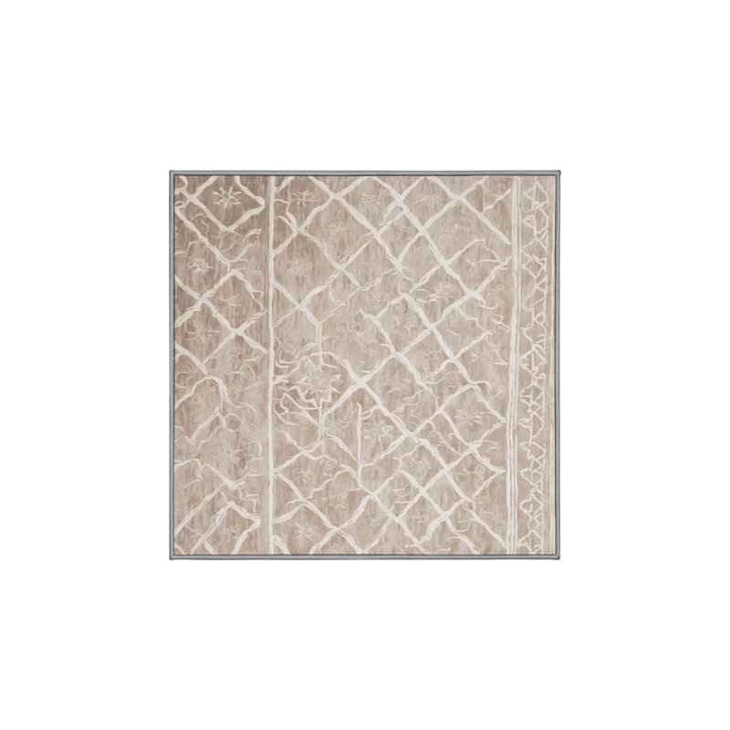 Machine Washable Gray Area Rug, Square 8'