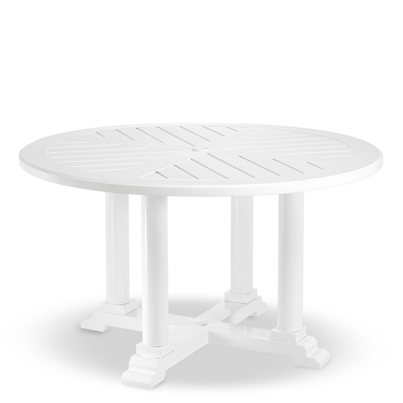Outdoor Table Outdoor Round Dining Table, White, 29.33" H x 62.99" L x 62.99" W