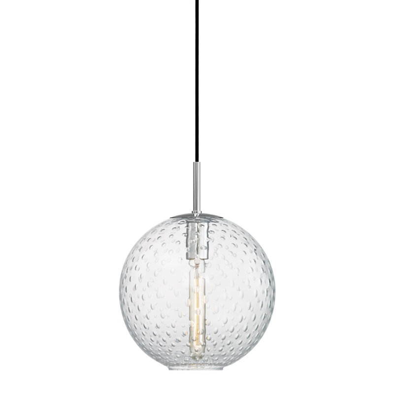 Rousseau 1 Light Pendant, 12.75" H X 11.25" W X 11.25" D, Clear, Aged Brass