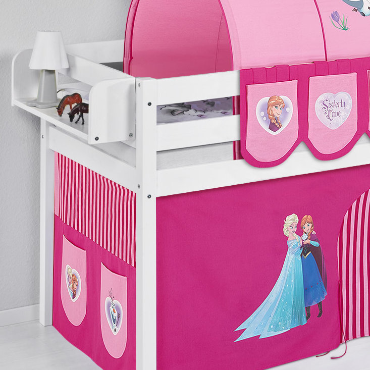 Disney's Frozen Mid Sleepers Themed Beds with Built-in Ladder Included, Single (3'), Pink