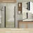 34" W × 72" H Pivot Shower Door – 1/4"(6mm) Tempered Glass With Explosion-Proof Film, Stainless Steel Handle, Matte Black Aluminum Half Frame, Modern Minimalist Design-118658669