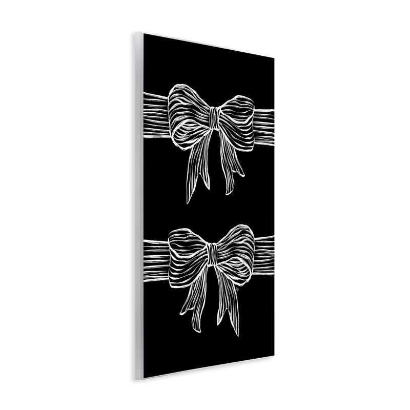 «White Bows» sur plaque murale noire, design par Martina Pavlova, H 15 po x l 10 po