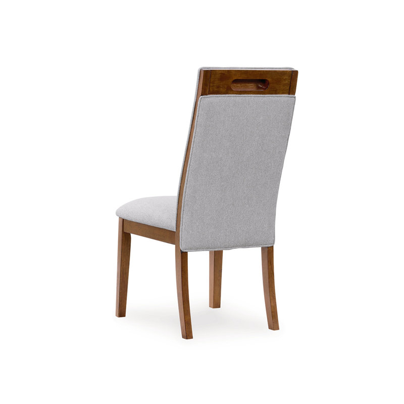Ensemble de 2 chaises d'appoint de salle à manger Jeyn, bois franc massif, polyester gris clair