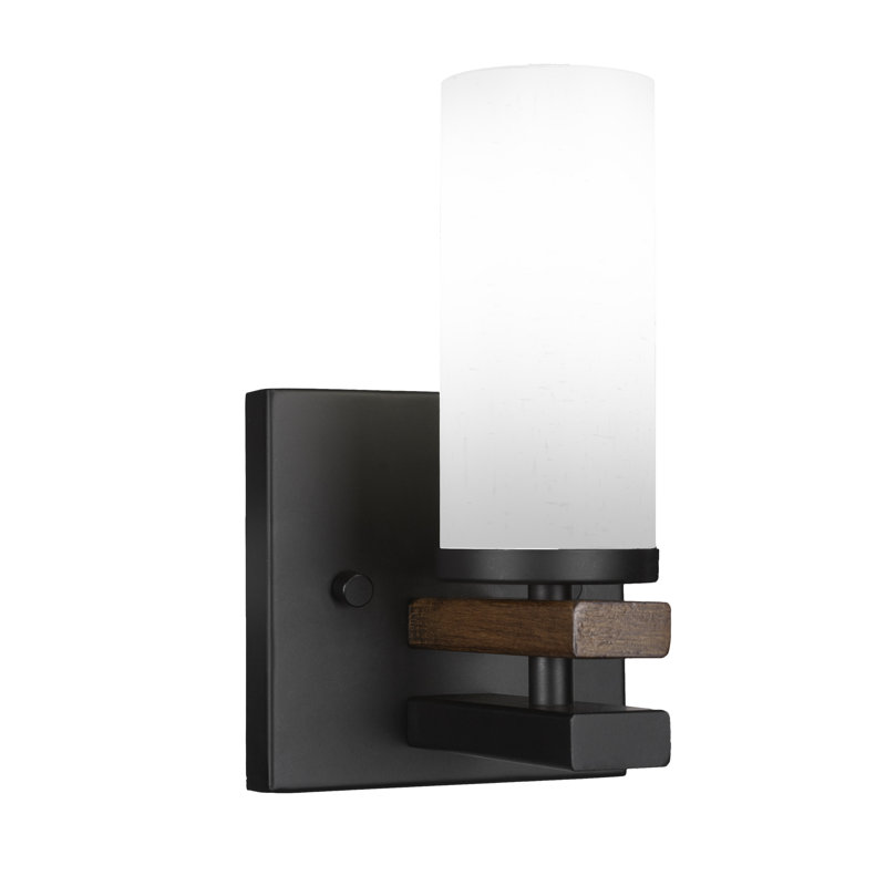 Belmont Wall Sconce, Matte Black/Painted Wood, White