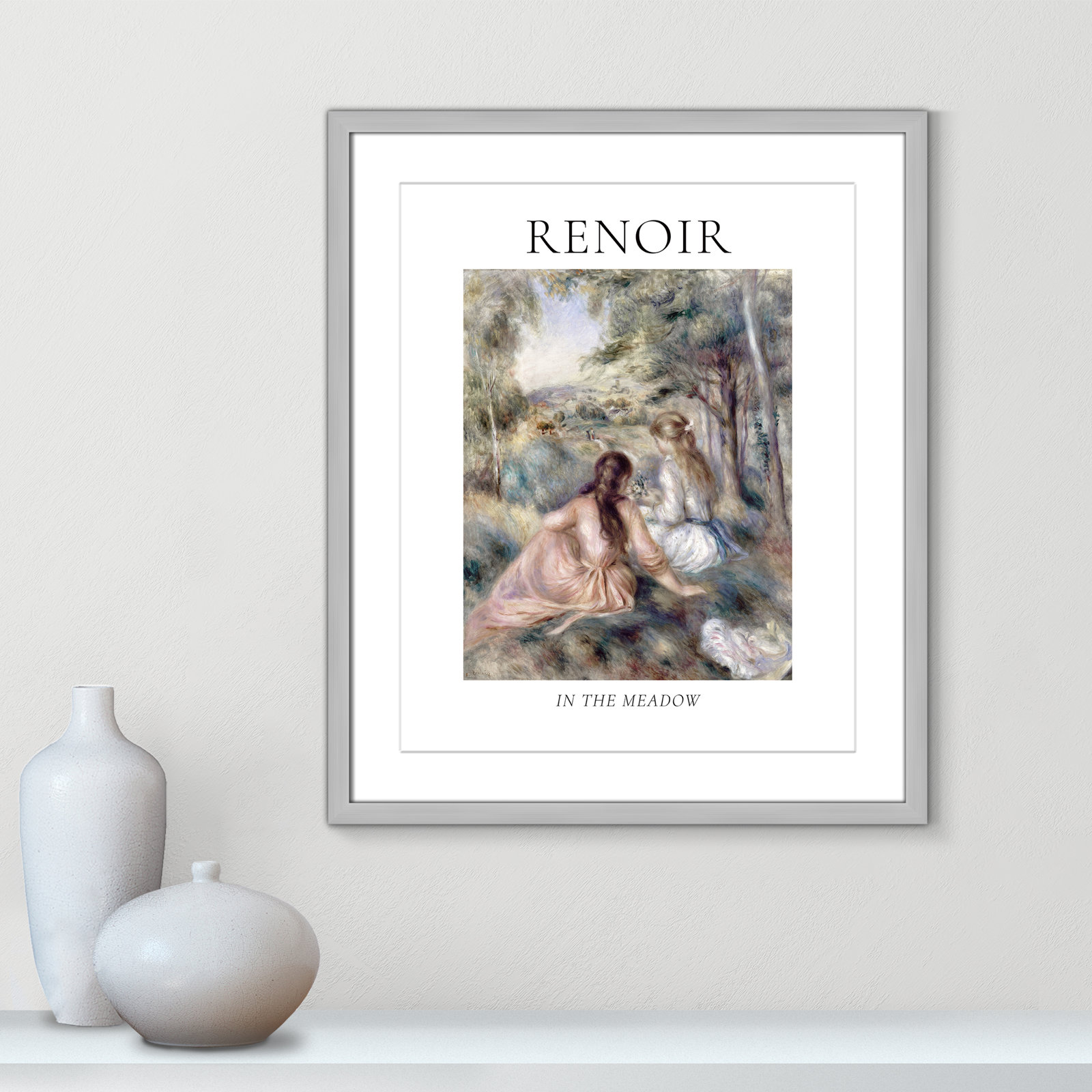Old Masters Collection " In The Meadow " by Auguste Renoir, Yes, 25.5" H x 21.5" W x 1.25" D, Silver Single Picture Frame